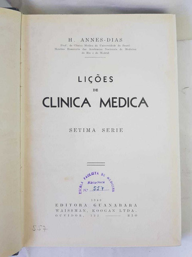 Lições De Clínica Médica Volume 7a. Série (Usado)