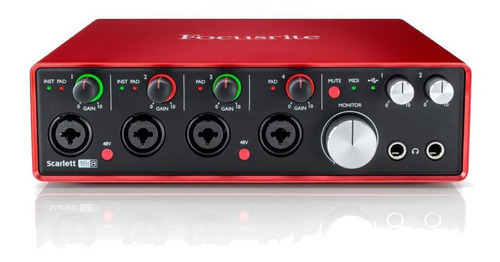 Interfaz de audio Forcusite Scarlett 18i8 de segunda generación, color rojo, voltaje 110 V/220 V