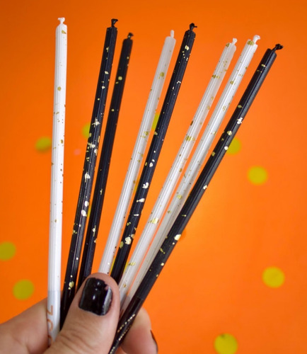 Imagen 3 de 4 de Set Velas Golden Dark Blanco Negro Chispitas Dorado X6 Uni