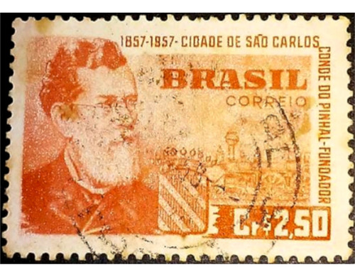 Selo Brasil 1.957 Cidade De São Carlos - Conde Do Pinhal (Usado)