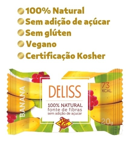 Doce Frutas Secas Sem Açúcar Deliss Natural Vegano Banana