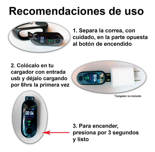 Imagen 6 de 6 de Reloj Smartwatch Vak M3 Bluetooth Podometro Presion Calorias