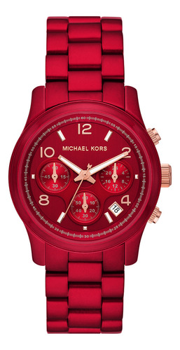 Michael Kors Mujer Michael Kors Mk7436 Runway Color de la correa Rojo Color del bisel Rojo Color del fondo Rojo