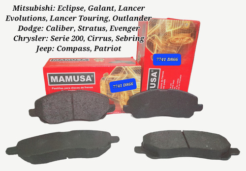 Pastillas De Freno Mamusa 7741 Lancer/caliber/sebring/compas