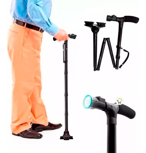 Baston Trusty Cane Plegable Con Luz Led Base Articulada