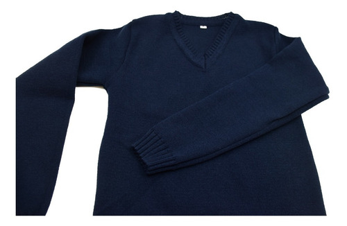 Imagen 2 de 6 de Sweater Pullover Liso Escote V Colegial Nene Nena Azul