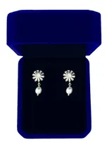 Comprar Caravanas Perla Y Zirconia En Acero Quirúrgico - Misia Joyas
