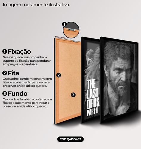 Kit Quadros Decorativos The Last Of Us - Com Vidro E Moldura