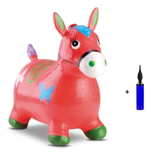 Brinquedo Upa Upa Cavalo Ou Boi Com Som +bomba De Ar Manual Cor Vermelho