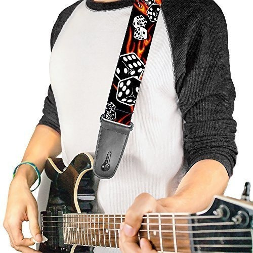 Correa De Guitarra Flaming Dice 2 Pulgadas De Ancho