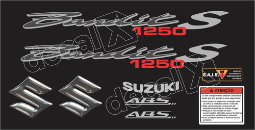 Jogo Faixa Emblema Adesivo Suzuki Bandit 1250s 2013 Preta