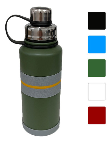 Garrafa Squeeze De Água Aço Inoxidável 1000ml 1 Litro Cor Verde-militar