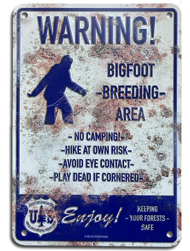 Uoaiudt Bigfoot Área De Cría Metal Retro Plaque Warning Sign