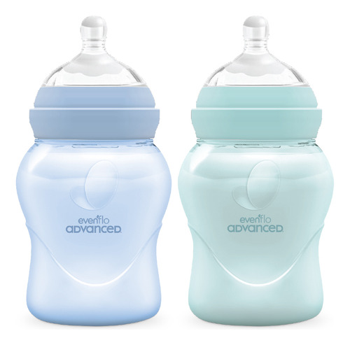 Evenflo Advanced Color Azul Relaxfit Set De Dos Biberones Bebe 5oz