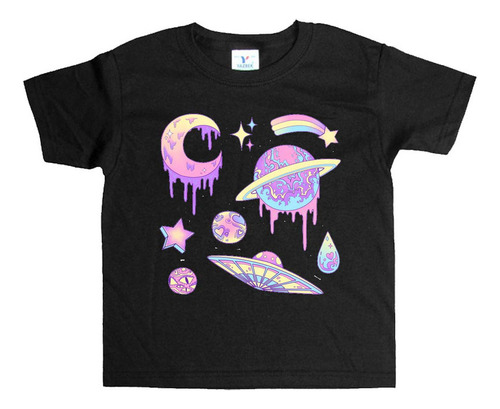 Remera Negra Niños Kawaii R26