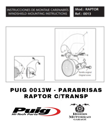 Imagen 3 de 3 de Parabrisas Universal Moto C/transp - Puig Raptor 0013w