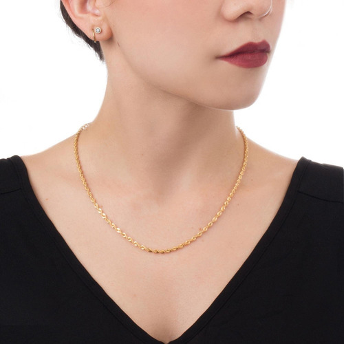 Cadena Collar Torsal 2.5mm 45cm Oro Italiano Hueco 10k Color Dorado