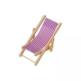 Silla De Playa Plegable De Madera Casa De Muñecas, Mue...