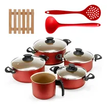 Comprar Jogo De Panelas 05 Pçs + Escumadeira + 05 Descansos + Concha