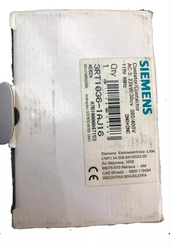 Contactor Siemens 3rt1036 60 Amperes