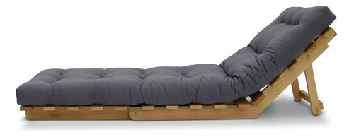 Sofá-cama Futon Slim 01 Lugar Cor Cinza - Futon Brasil Cor Cinza-escuro Desenho Do Tecido Liso