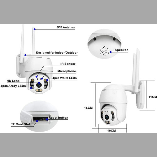 Imagen 5 de 8 de Camara De Seguridad Exterior Ip 1080p Full Hd Led Wifi Ptz