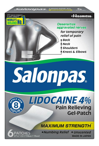 Salonpas 6 Parches De Gel Para Alivio De Dolor Extra Fuerte