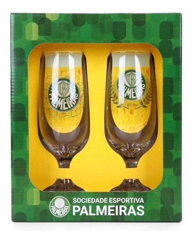 Taça Cerveja Floripa 300ml Palmeiras - Allmix (2 Unidades) Cor transparente com simbolo time