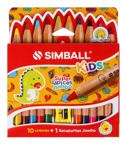 Súper Lápices Jumbo X 10 Colores Simball Kids