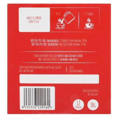 Cuida Té Pu Erh Té Rojo, 12 Piramides