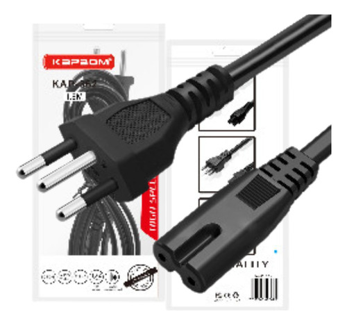 Kit 2 Cabo De Força Energia Compatível Para Boombox 1,8 Mts Cor Preto