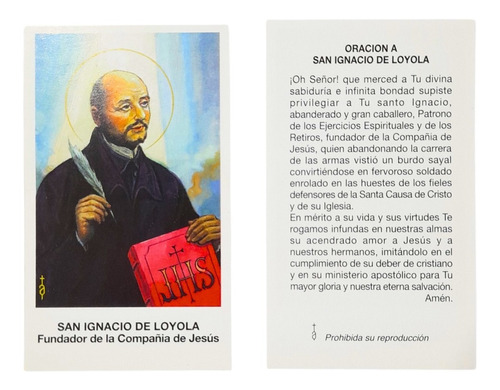 Estampas San Ignacio De Loyola Santo Santoral Virgen X 100 U
