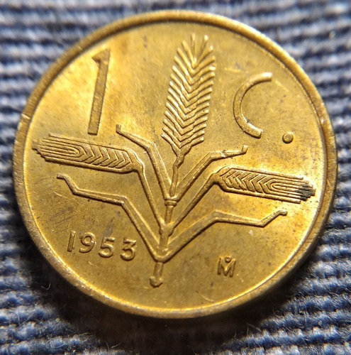 Moneda Un Centavo Espiga 1953, En Bronce 16mm. (Usado)