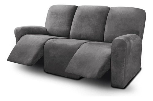 Fundas Sillón Reclinable Elástica Lavables 8pzas Gris Oscuro