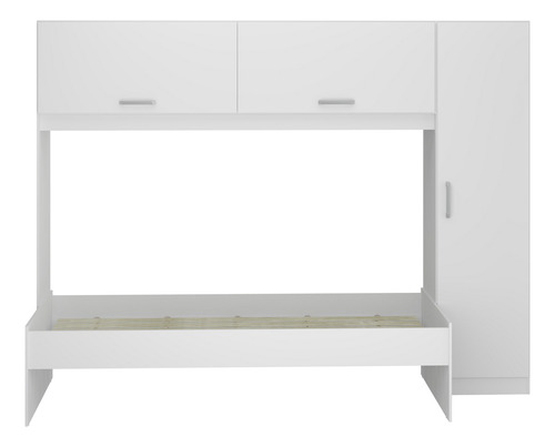 Cama Solteiro com Colchão Incluso 88 x 188 cm e Guarda-Roupas/Roupeiro Multimóveis Branca