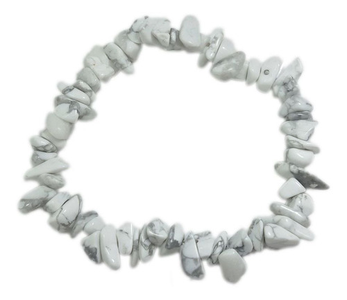 Pulseira De Cascalho Pedra Howlita Natural