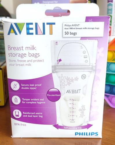 Imagen 5 de 5 de Bolsas De Almacenamiento De Leche Materna Avent 50 Bolsas