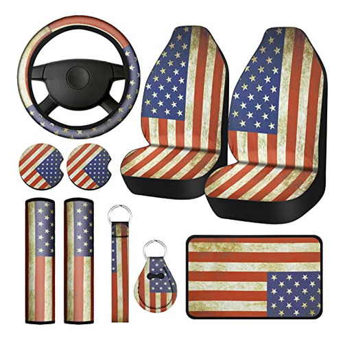 10 Piezas Bandera Americana Cubiertas De Carro Accesorios Se