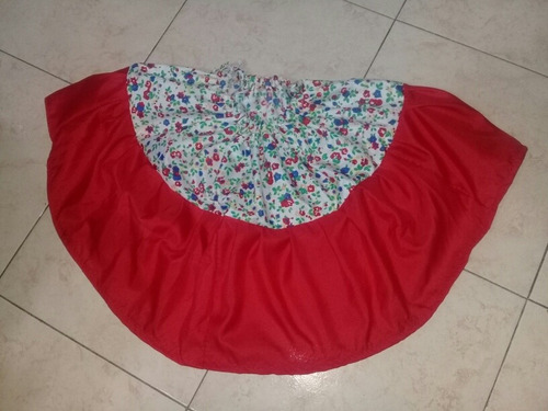 Pollera Paisana Combinada Rojo 35 Cms T 2 Años