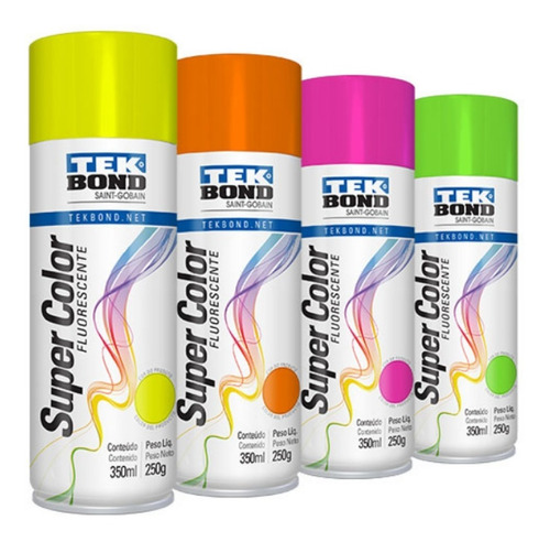 Tinta Spray Tek Bond Florecente Neon 350ml (8 Unidades)