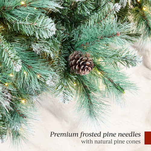 Árbol De Navidad Artificial Esmerilado Preiluminado 6 Ft