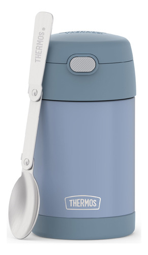 Tarro De Comida Aislado De 473 Ml Azul Para Niños Con Cuchar