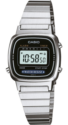 Reloj Casio Mujer La670wa-1df Color Plateado Digital 30m