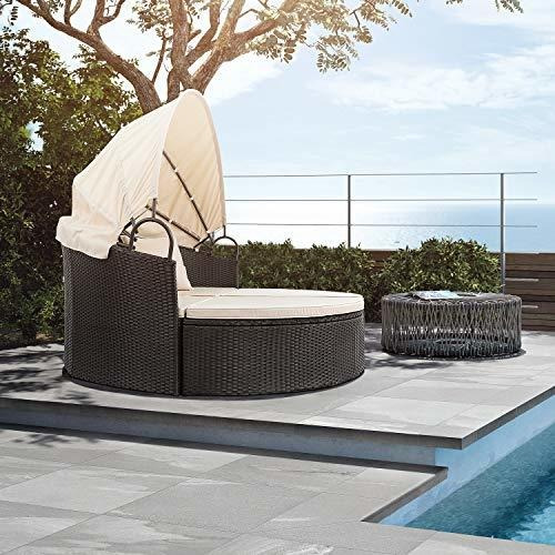 Devoko Muebles De Patio Al Aire Libre Redondo Daybed Con Dos