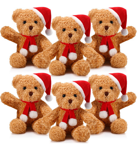 Muñecos De Oso Navideños 30 Cm, Pack De 6, Ideal Para Regalo