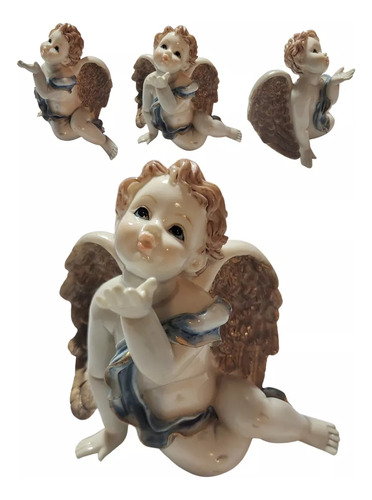 Estátua Anjinhos Anjo Pedestal Infinity Em Resina 12cm Cor Beijo