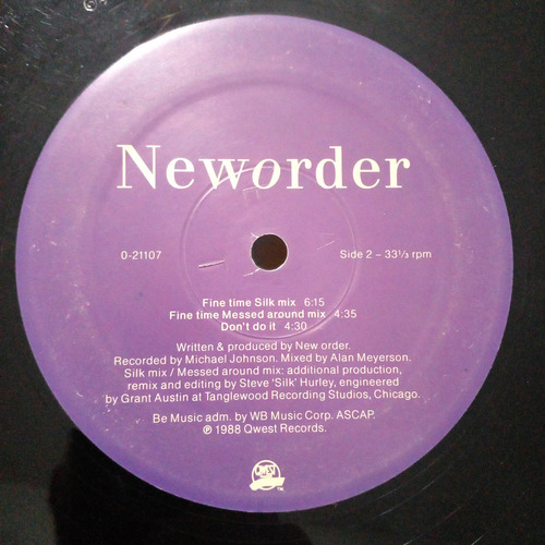 New Order - Fine Time Vinilo Maxi 1988 Excelente U.s.a Edición Limitada