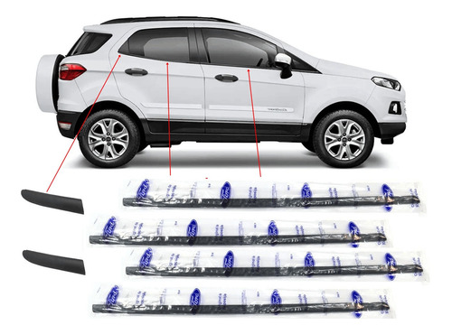 Kit 4 Pestanas Vidro Ecosport 2013 A 2019 + 2 Molduras Tras