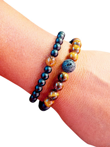 Pulseras Para Hombre, Piedra Onix, Y Ojo De Tigre Café Onix Y Ojo De Tigre Café 6 Cm 16 Cm