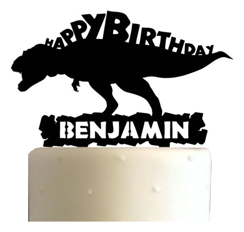 Cake Topper Adorno Torta Cumple De Dinosaurio Personalizado